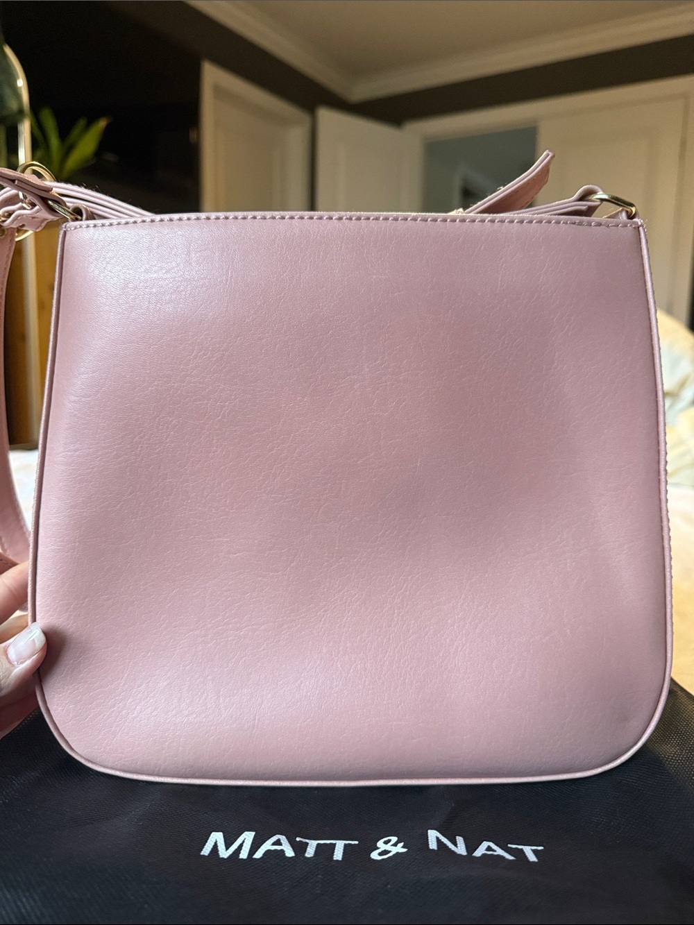 Matt & Nat Pale Pink Structured Vegan Leather Crossbody - Picture 2 of 5